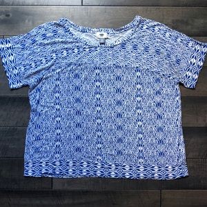 Old Navy Blue and White Aztecs Print Shirt XL